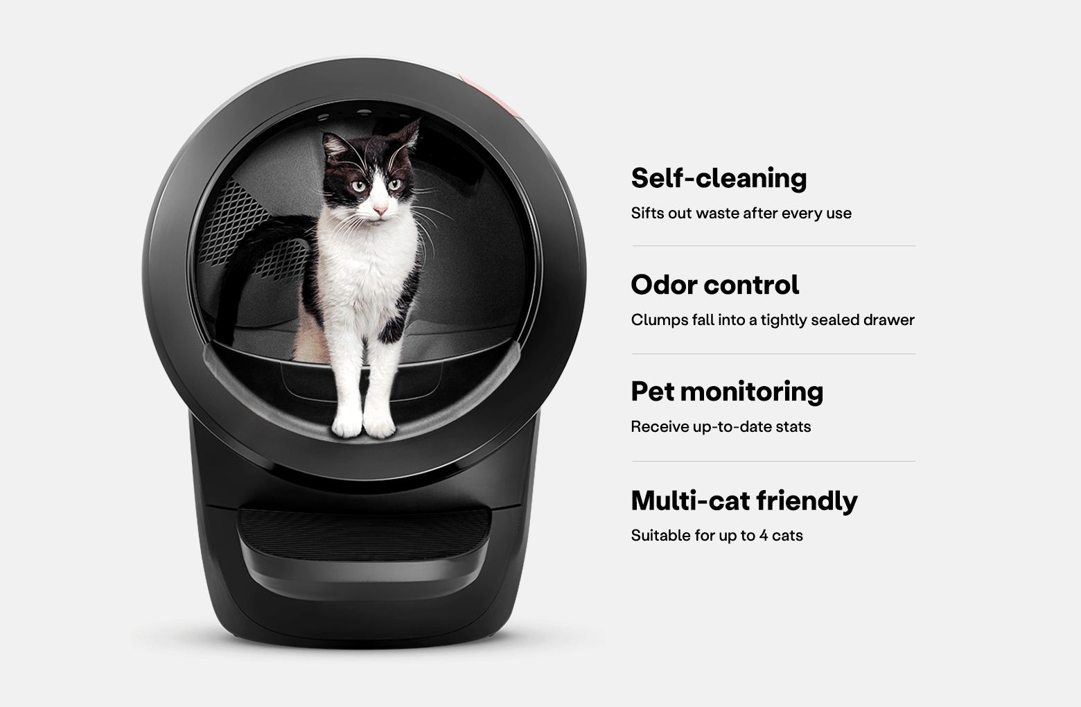 Litter-Robot 4 with OmniSense 360° weight-based cat detection — Nick's personal daily driver, rated 9.6/10 by CrazyCatVid